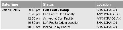 FedEx information for my iPod