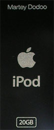 A close-up of the back of my iPod.