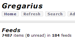 0 unread items in Gregarius
