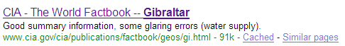 The CIA Factbook's entry on Gibraltar
