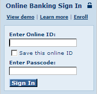 Bank of America login box