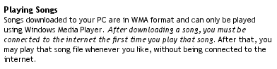 Sprint Music Store FAQ entry on PC downloads.