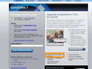 The QuickTime download page.