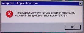 An error dialog on a Windows Vista Beta 2 installation screen