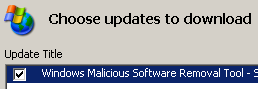 Windows Automatic Updates wants you to install the Malicious Software Removal Tool.
