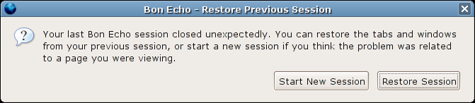 Firefox restores the data lost from when it crashed.