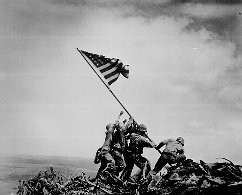 The flag raising on Iwo Jima. Original source: http://www.archives.gov/education/lessons/lincoln-memorial/images/iwo-jima-flag.gif