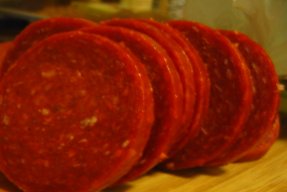 Chorizo, the demon sausage, sliced. From pianoforte on Flickr.