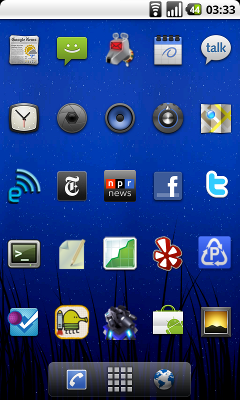 Picture of my Nexus One's homescreen, circa 2010, including the percentage of battery life left.